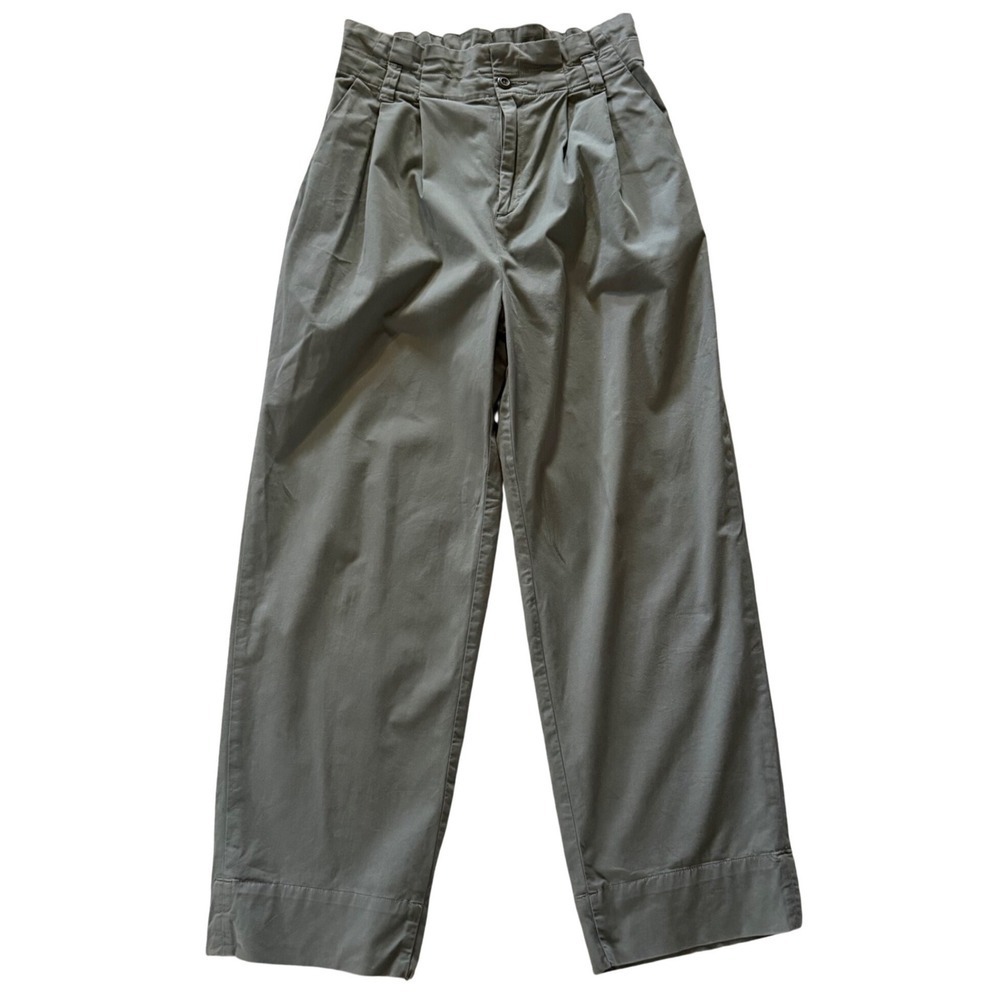 Everlane Organic‎ Cotton Paperbag High Rise Wide Leg Pants Olive Green Small